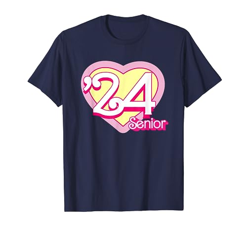 Clase 2024 Senior Rosa Corazón Retro Clásico Niña Graduación Camiseta