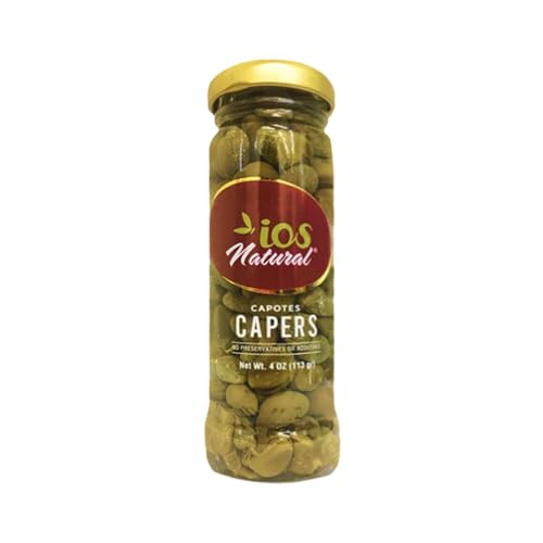 IOS Natural Capotes Capers in Sea Salt, Vegan, Non-GMO, Kosher - 4Oz
