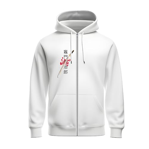 Image of Anime Zipper Hoodie for Men Stylish | Regular Fit Demon - Slayer Printed Hoodie | Cotton Fleece Long Sleeve Zip Up Hoodie Sweatshirts