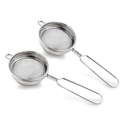 Image of Tea Filter,Chai Chhalni, Coffee Strainer, Tea Infuser, Juice and Oil Filter with Wire Handle and Stainless Steel (Tea Strainer 2 Pcs)