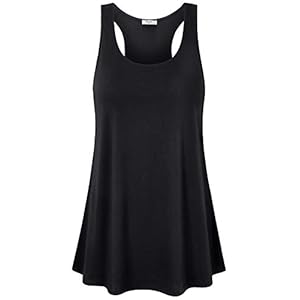 Cestyle Womens Sleeveless Scoop Neck Flowy Loose Fit Workout Shirts Racerback Long Tank Tops