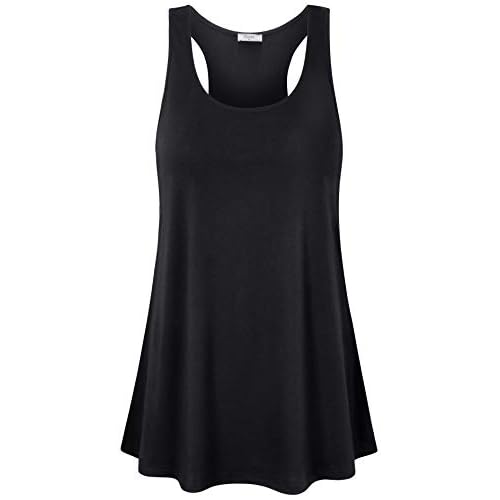Cestyle Womens Sleeveless Scoop Neck Flowy Loose Fit Workout Shirts Racerback Long Tank Tops