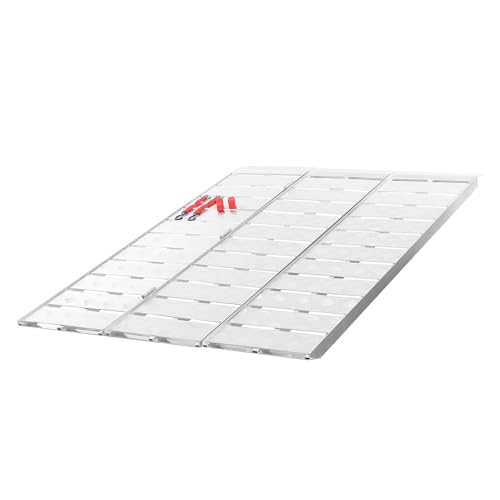Wiltec Rampe de Chargement 1720 x 390 x 50 mm – Pliable en 3 – capacité de Charge Max. 340 kg – Profil à plaques – en Aluminium – Rampe d'accès...