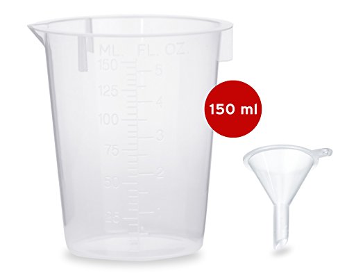 10 x 50 ml Liquidflaschen mit Trichter + Messbecher + Etiketten, z.B. für E-Liquids + E-Zigaretten, LDPE Plastikflaschen… – Bild 3