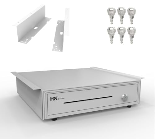 HK SYSTEMS 16inch Heavy Duty POS Cash Drawer with 5Bill/5Coin with Under Counter Mounting Metal Bracket