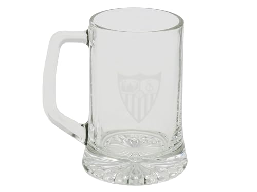 CYPBRANDS Sevilla FC, Jarra de Cerveza, Vidrio, Capacidad 280 ml, Transparente, Producto Oficial