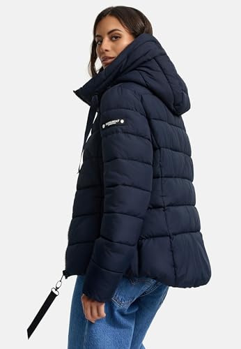 Navahoo Damen Winterjacke warme Steppjacke mit hohem Kragen und verstellbarer Kapuze Amayaa Navy Gr. M