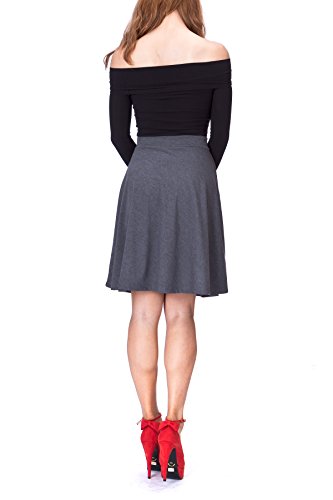 Dani'S Choice SN16-0519-016 Simple Stretch A-Line Flared Knee Length Skirt thumb #3