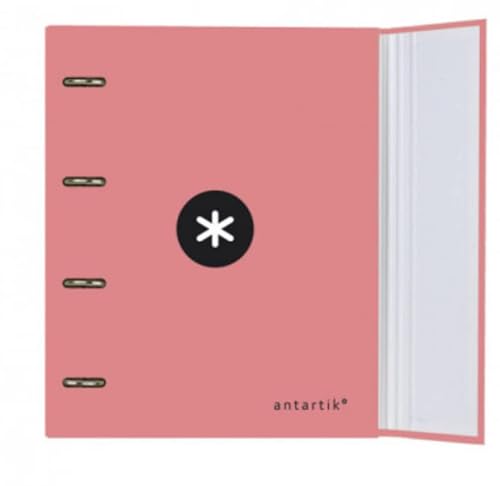 Carpeta con recambio y solapa liderpapel antartik a4 cuadro 5mm forrada 4 anillas redondas 40mm color coral Cover