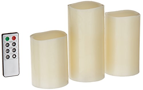 Image of Lavish Home 3-Piece Battery Operated Candles Set - LED Flameless Candles Battery Operated with Remote Controlled, Real Wax for Home, Wedding, or Christmas Decor (White)
