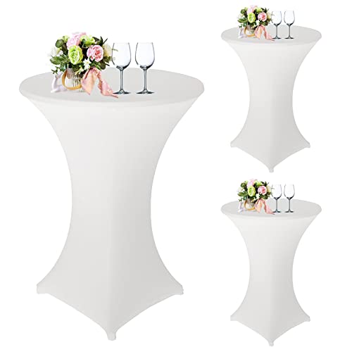Mocoli 3er-Set Stretch Stehtischhussen Elasthan Tischdecke, Ø 80-85cmX110cm, Tisch-Überzug Husse pflegeleicht abwischbar Stretch schnelltrocknend, Rund Husse für Stehtische Tischhusse, Weiß Mocoli 3er-Set Stretch Stehtischhussen Elasthan Tischdecke, Ø 80-85cmX110cm, Tisch-Überzug Husse pflegeleicht abwischbar Stretch schnelltrocknend, Rund Husse für Stehtische Tischhusse, Weiß
