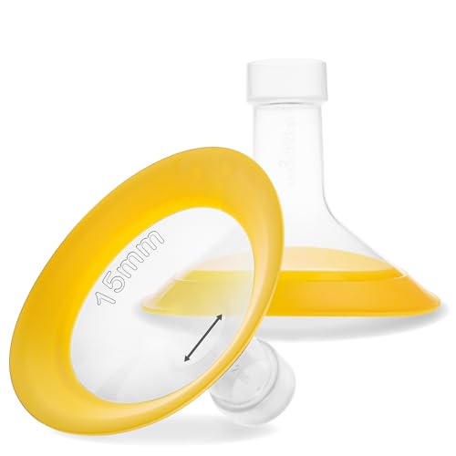 Image of Nenesupply 15mm Oval Flanges Compatible with Medela Breast Pump Parts Replace 17mm Flange Accessories. Work with Pump in Style Parts Symphony Parts Swing Maxi Harmony and Personalfit Flex Connector