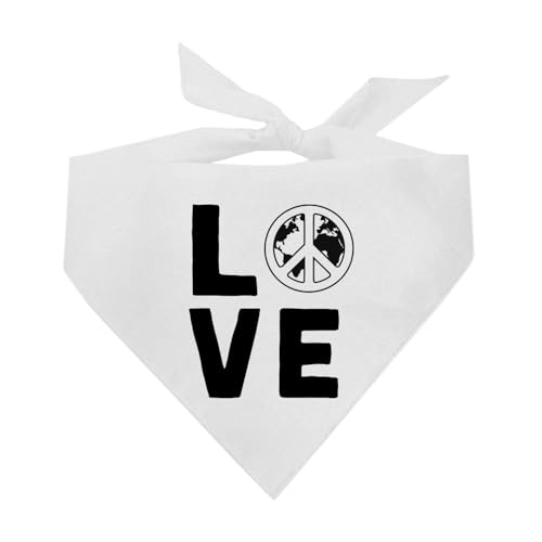 Love Earth Day Peace Sign Dog Bandana | 100% Cotton Triangle | Made in USA | Earth Day | Save The Planet | Go Green | Nature Lovers | Reusable | White, OS (1233) -  Tees & Tails