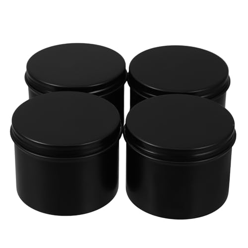 Kichvoe Latas Negras de Aluminio 120 Ml con Tapa Rosca, Juego de 4 Recipientes Herméticos para Almacenamiento de Té, Azúcar y Cosméticos, Compactos y Portátiles para Uso en Hogar y Viaje