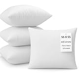 Col & Cor 4 Rellenos de Cojín Fibra Hueca Siliconada Antialérgico – Cojines Sofá con Relleno, Almohada Sofá y Cojines para Cama – Cojín Decorativo para Casa, Relleno para Cojines (Paquete de 4, 55x55)