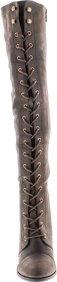 Forever Women's Knee-High Lace-Up Boot Camila-48 Brown Pu 92