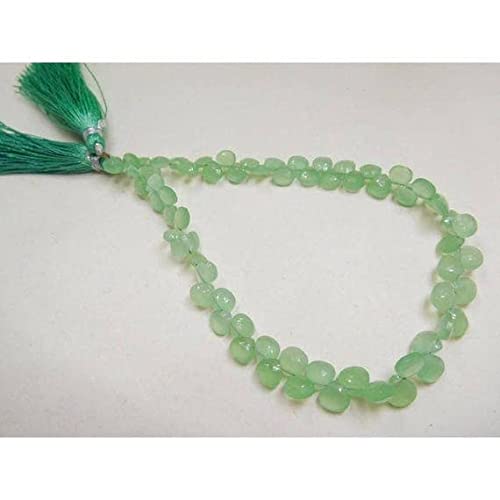 Calcédoine verte briolette cœur perles facettées 6mm pour création de bijoux