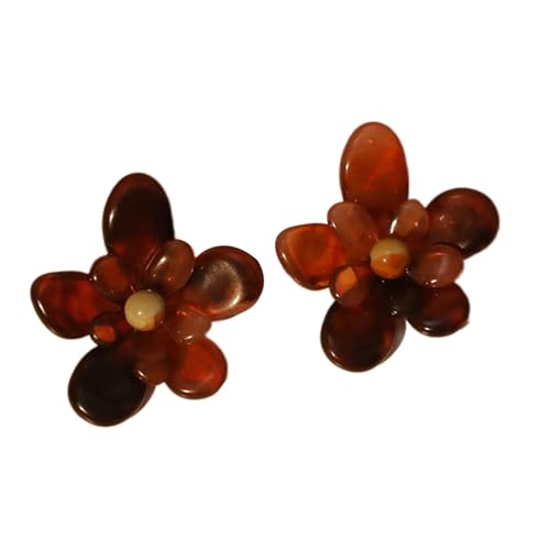 エレガントな花柄アクリルイヤリング レディース マルチカラー イヤーアクセサリー 低刺激性 軽量 ジュエリー 敏感肌イヤリング, One Size, 説明のとおり, 説明の通り