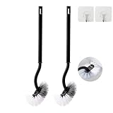 Ryhiac 2 Pack Curved Toilet Bowl Brush Without Holder for Bathroom, Compact Toilet Brush Durable Under The Rim Household Deep Cleaning Brushes (Black Toilet Brush Without Holder)