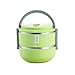Wuqing Box Für Warmes Essen, Thermobehälter Lunchbox Edelstahl Isolierbehälter Gefäß Für Auslaufsicherer Warme Speißen Essen Behälter Box Mit 2 Ebenen,Grün