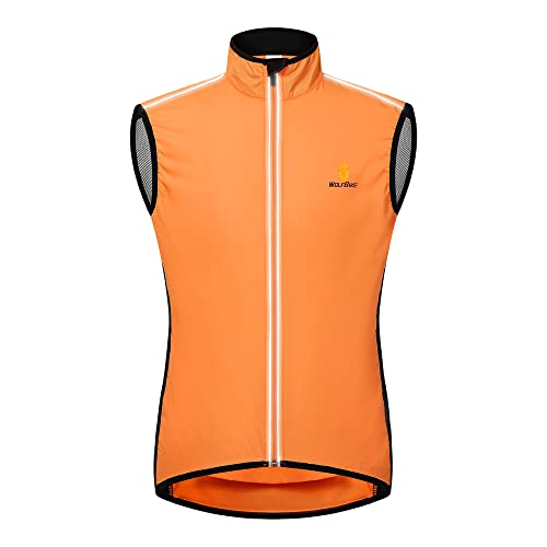 HYSENM Chaleco Bicicleta Unisex Hombres Chaleco Cortavientos Mujeres Chaqueta Sin Mangas Impermeable Transpirable para Bicicleta MTB, Naranja XXL Cover