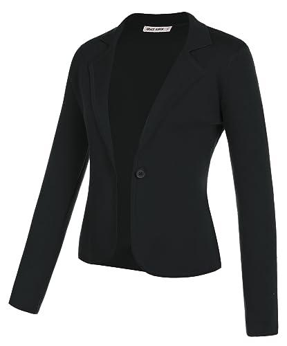 Image of GRACE KARIN Women Sweater Blazer Casual Work Croppped Cardigan Lightweight Button Front Short Knit Blazer Jacket S-XXL
