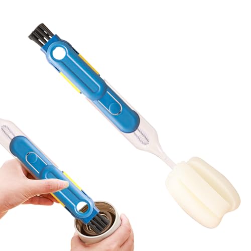 Duroecsain Spazzola detergente per tappi, spugna per fessure di bottiglie, spazzola per pulire i coperchi con lunga mano per bottiglie, tazze, fessure