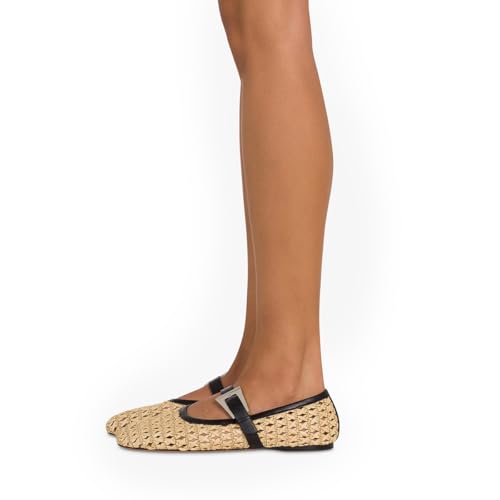 Woven Flats for Women Elegant Round Head Ballet Design with Mary Jane Style Pull-On Formal Shoes2