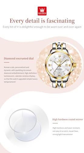 OLEVS Luxury Diamond Small Female Watches - Stainless Steel Bracelet, Waterproof Business Dress Analog Luminous Date Ladies Watches4
