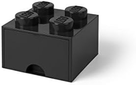 Room Copenhagen LEGO Brick Drawer, 4 Knobs, 1 Drawer, Stackable Storage Box, Black