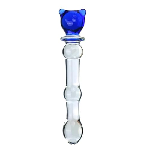 ROOM OF DOOM - Glass Wand Dildo with Coloured Adornments (Blue-Bear)