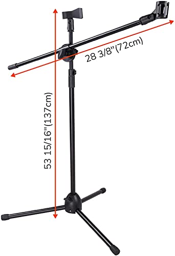 Image of Mic Stand Boom Arm Microphone Adjustable Suspension Boom Scissor Arm for Podcasting Gaming Recording Tripod Microphone (Mic Stand 3 Leg, Black)