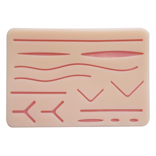 CKlovzin Suture Practice Pad-Three-Layer Silicone Fake Skin Kit,Pad with 14 Pre-Cut Wounds, Best Gift for Medical Students Training (Specialized for Teaching and Learning) (1 pcs)