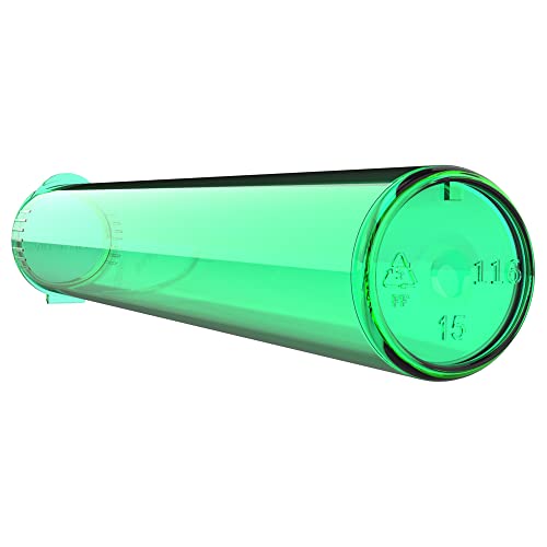 Image of Dragon Chewer 116mm CR Plastic Packaging Pop Top Tubes - Child Resistant Travel Holder Vial Containers - 500 qty (Translucent Green)