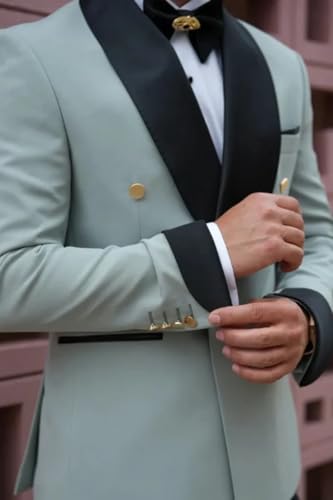 2 Piece Double Breasted Tuxedos Suits for Men Slim Fit Shawl Lapel Tux Blazer Pants Sets Man Tuxedo4