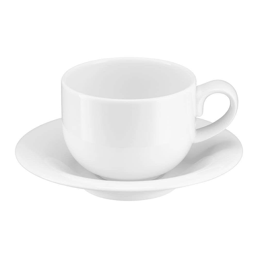 VILLA ITALIA Serwis kawowy porcelanowy na 12 osób Zestaw filiżanek Filiżanki, Talerzyki deserowe, Dzbanek, Cukiernica do kawy lub herbaty PLUS WHITE NZ119