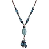 DS Boho Beaded Necklace for Women–Colorful Ceramic & African Tribal Beads, Adjustable Long Chunky Bohemian Jewelry with Gift Box Packaging,Hippie Witchy Vintage Handmade Fashion Statement Necklace (style-1)