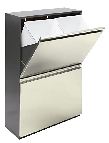 Arregui Vario CR605 Cubo de Basura y Reciclaje de Acero Inoxidable de 4 Compartimentos | 4x16L (64L) | Cubos de Basura de Cocina | Contenedores de Reciclaje para Casa | Exterior o Interior