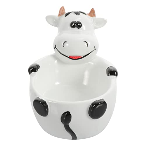Cabilock Ceramic Snack Bowl Home Decor Ceramic Dessert Bowls Cow Figurines: Porcelain Cartoon Snack Tray Dish for Condiments Cookie Biscuit Tableware Home Decor Porcelain Animal Figurines