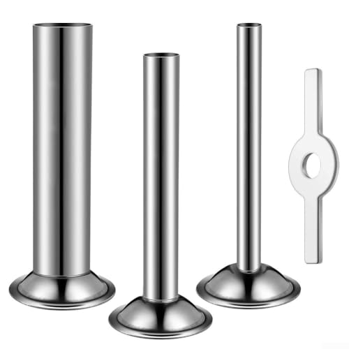 Yuanpgky Kit de relleno de salchichas de acero inoxidable para picadoras de carne tamaño 5, accesorio de molinillo de 3 piezas con embudo de relleno de salchichas, compatible con la fabricación de