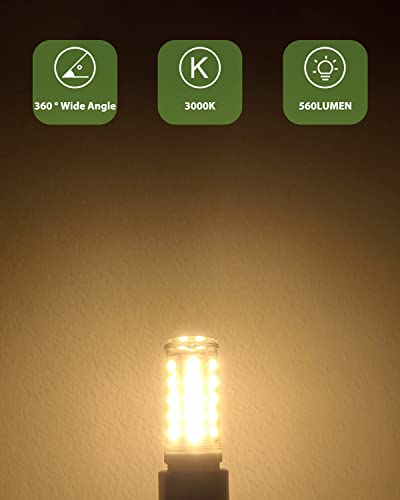 G9 LED Bulb, Warm White 3000K G9 LED Bulbs, 5W 560LM G 9 Capsule Bulb, Non Dimmable Energy Saving Light Bulb for Chandelier, Ceiling Lights, Wall Light, Crystal Lamp, Ceiling Fan Light - 6 Packs