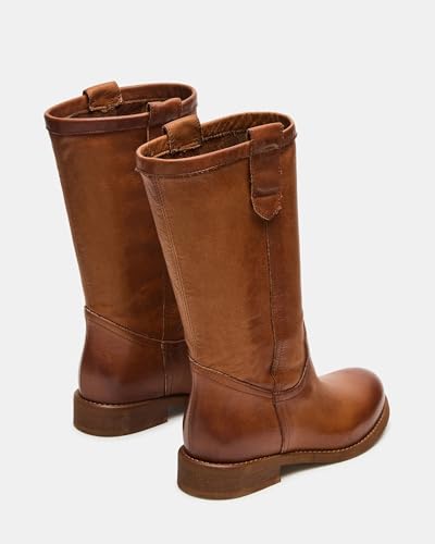 Mid Calf Boots for Women Chunky Block Heel Pull On Boots Round Toe Low Heel Trendy Stylish Riding Boots 5