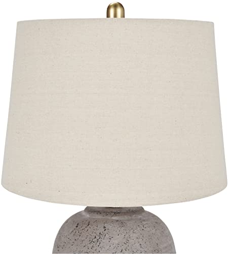 Image of Nourison Home 23 inch Greyish Brown Earth Tone Rustic Farmhouse Ceramic Table Lamp for Bedroom, Living Room, Dining, Office, with Beige Linen Shade