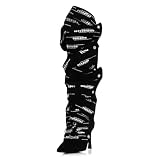driceic Rhinestone Stiletto Knee High