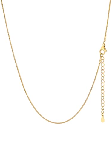 FaithHeart 1 mm Chaine Femme Fine Acier Inoxydable Doré, Collier Ras de Cou Femme 40 cm, Collier Chaine Serpent Plaqué Or de 40+5 cm