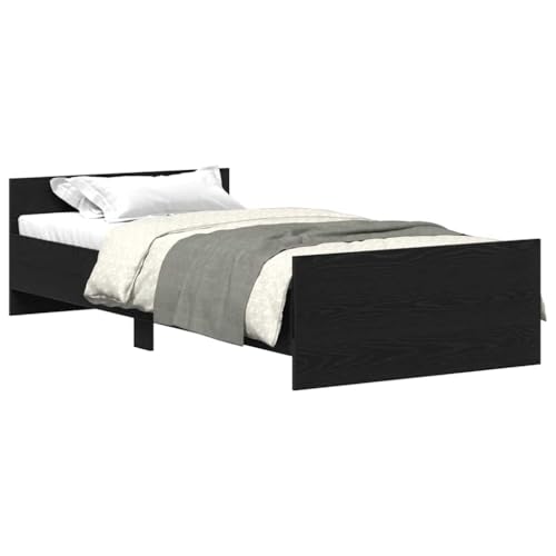 vidaXL Bettgestell ohne Matratze Schwarz Eichen-Optik 100x200 cm, Schlafzimmermöbel, Schlafzimmerbett, Einzelbett, Bett, Bettrahmen, Lattenrost