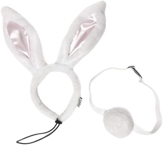 Midlee White Bunny Ears for Dogs with Tail (Small)