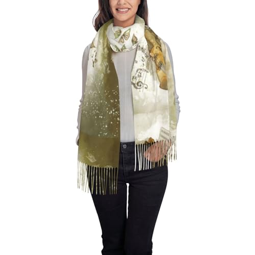 Foulards légers pour contrer les courants d'air : écharpe noire papillon et violoncelle