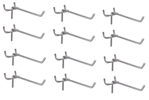 Image of Q1 Beads 12 Pack 2 inch Heavy Duty Peg Hooks for 1� Spaced Pegboards, Utility Hooks for Wall Organizing in Home or Garage (Chrome, 2 inches, 12 Pcs) (2 inch)