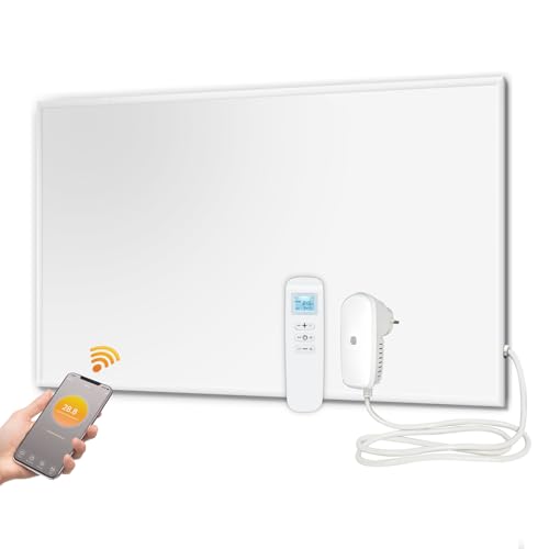 EVOKOR Infrarotheizung 850W, WiFi Thermostat mit Fernbedienung, Infrarot Heizung mit Überhitzungsschutz, Heizplatte Heizkörper Heizpaneel, Wandheizung, Elektroheizung Energiesparend (850W)